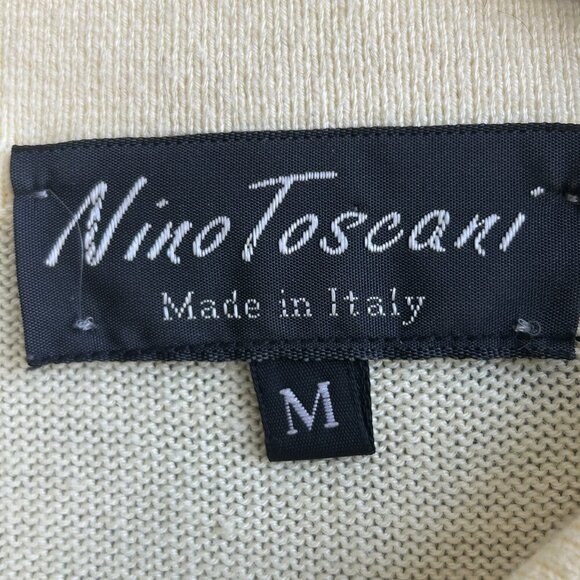 Nino Toscani Made in Italy Men's Vintage Yellow Henley Polo Sweater  Size M - Picture 4 of 7